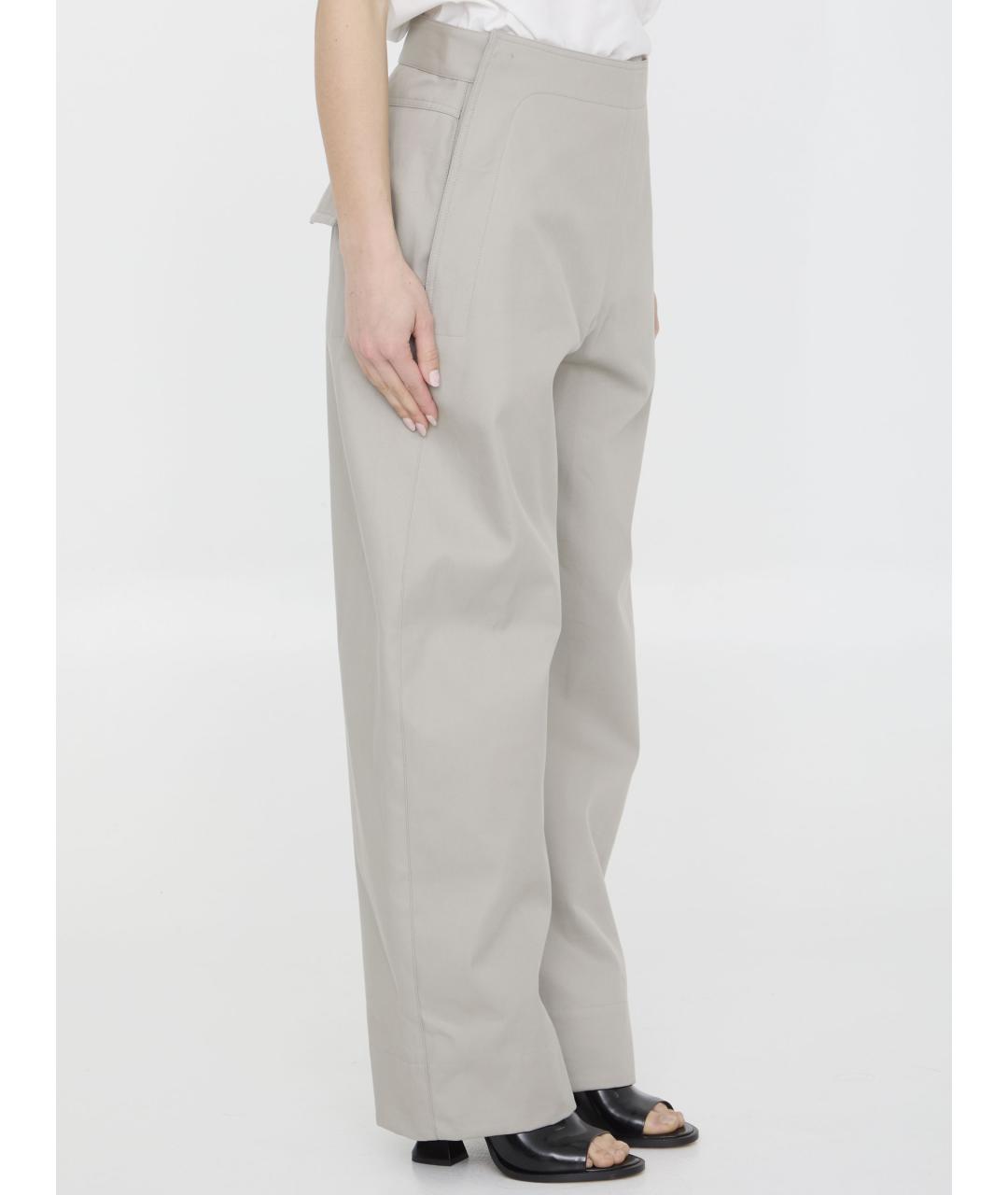 BOTTEGA VENETA Серые хлопковые прямые брюки, фото 3