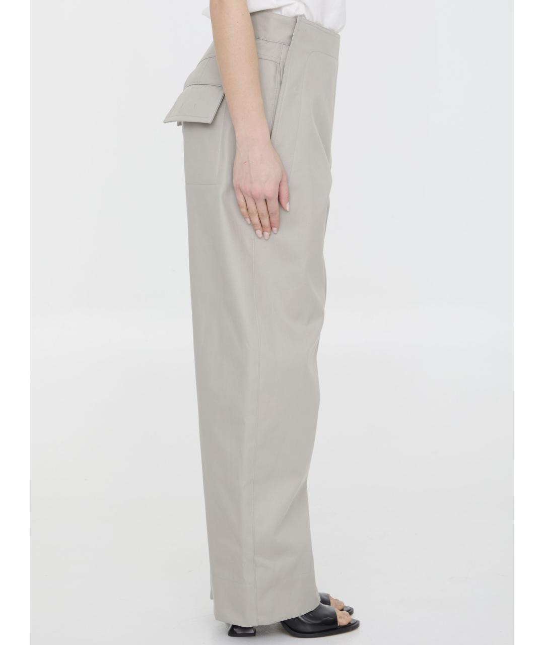 BOTTEGA VENETA Серые хлопковые прямые брюки, фото 4