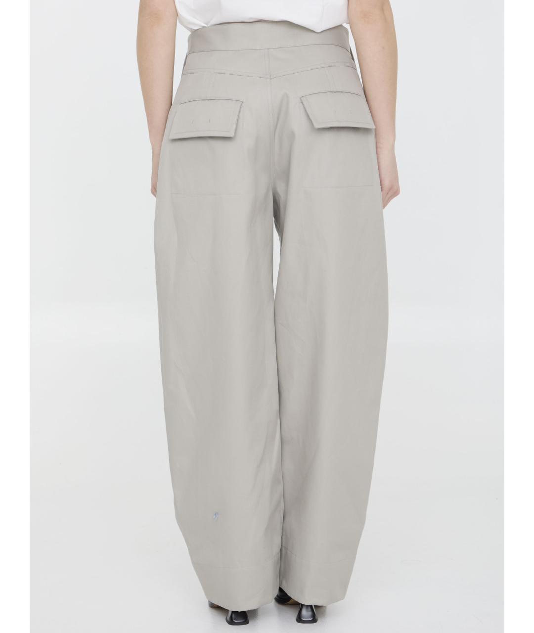 BOTTEGA VENETA Серые хлопковые прямые брюки, фото 5