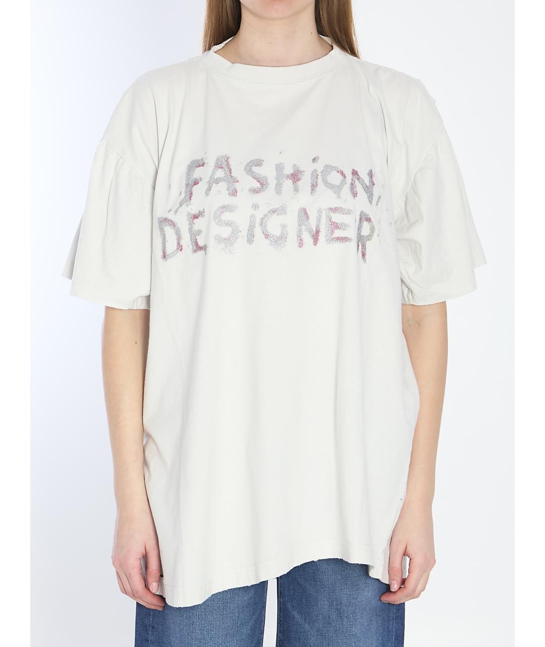 BALENCIAGA Белая хлопковая футболка, фото 2