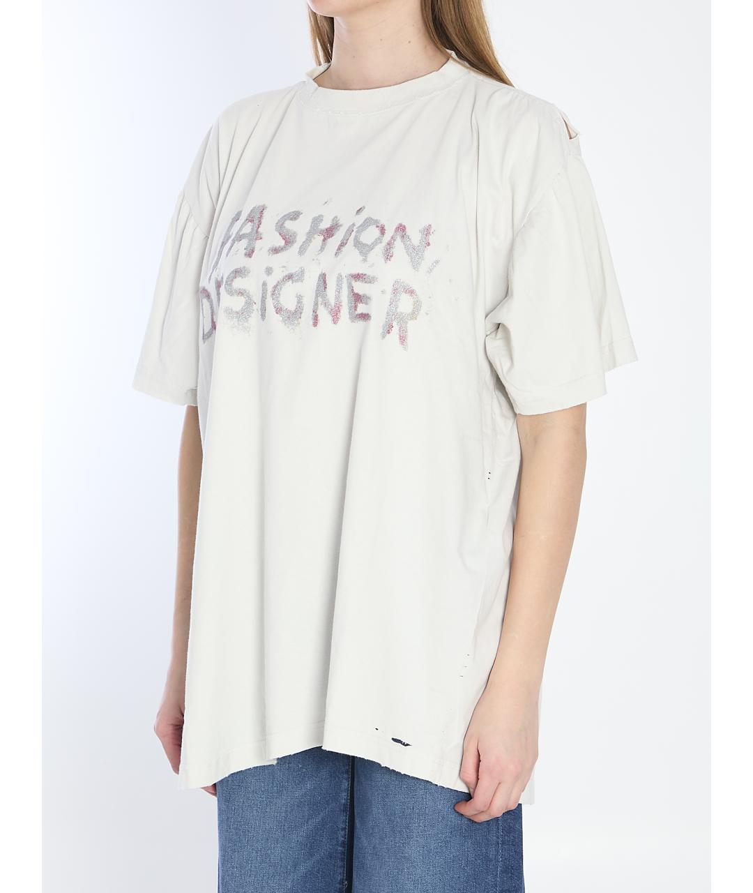 BALENCIAGA Белая хлопковая футболка, фото 3