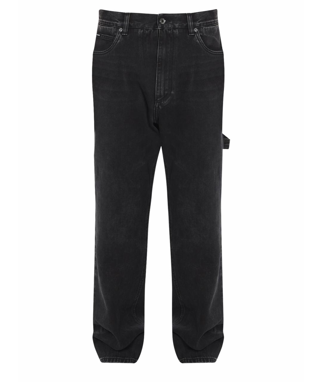 DOLCE&GABBANA Черные хлопковые прямые джинсы, фото 1