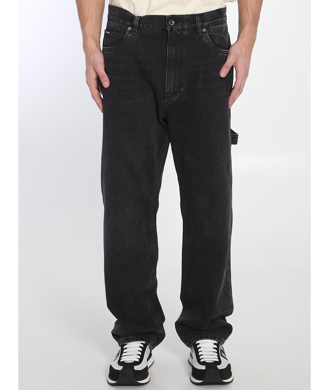 DOLCE&GABBANA Черные хлопковые прямые джинсы, фото 5
