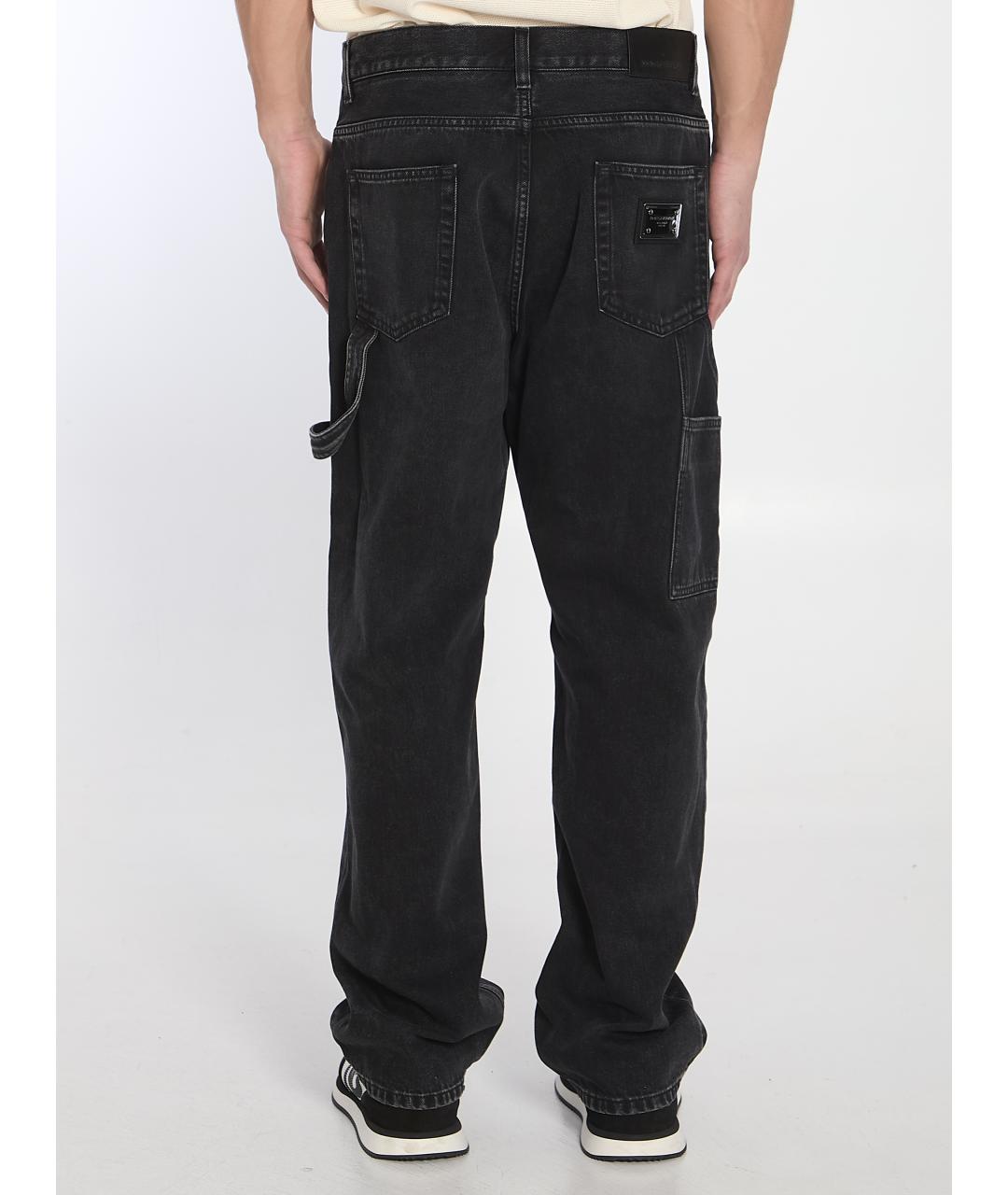 DOLCE&GABBANA Черные хлопковые прямые джинсы, фото 4