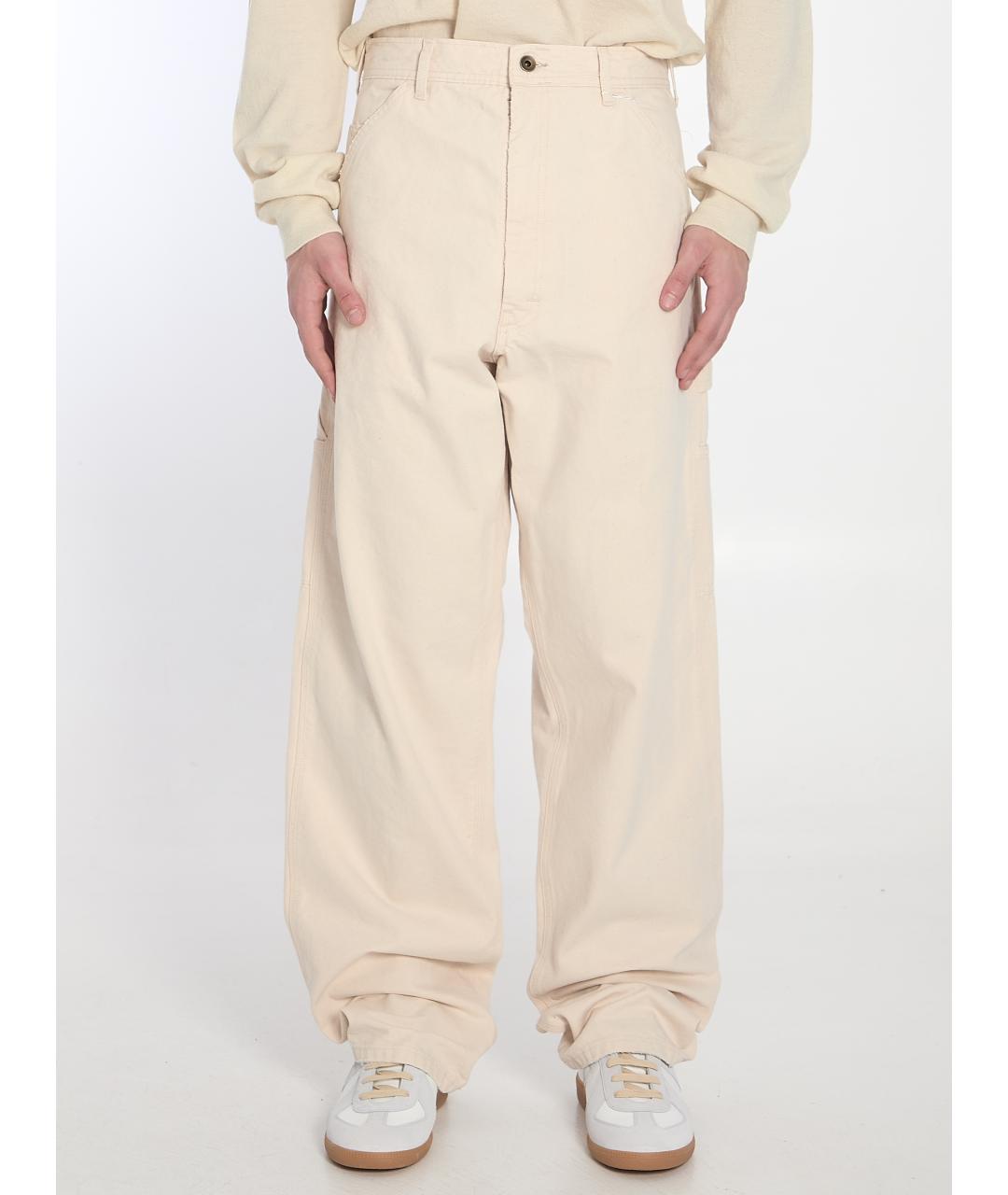 MAISON MARGIELA Бежевые хлопковые прямые джинсы, фото 2