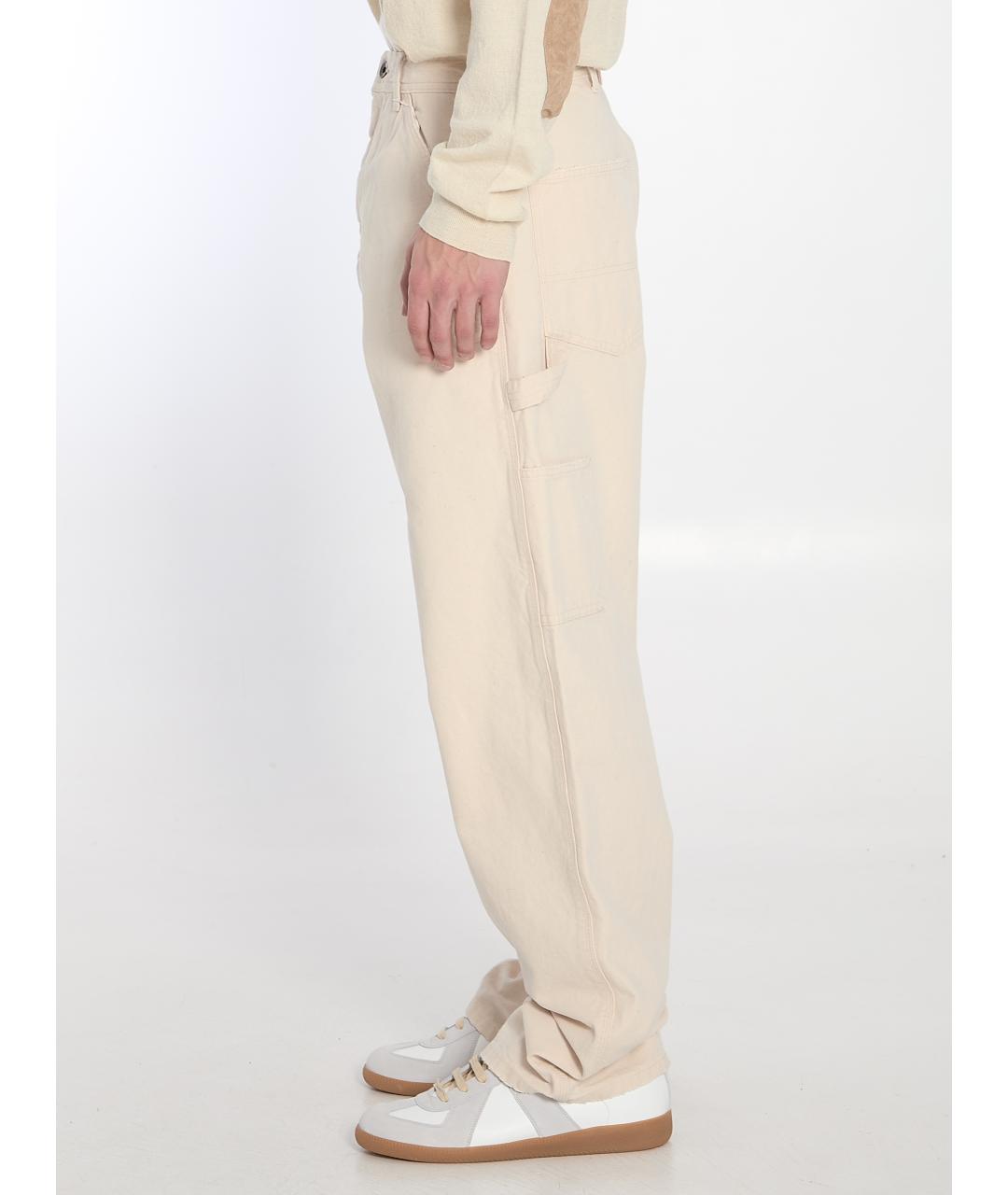 MAISON MARGIELA Бежевые хлопковые прямые джинсы, фото 4