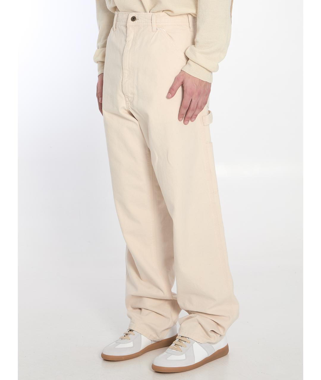 MAISON MARGIELA Бежевые хлопковые прямые джинсы, фото 3
