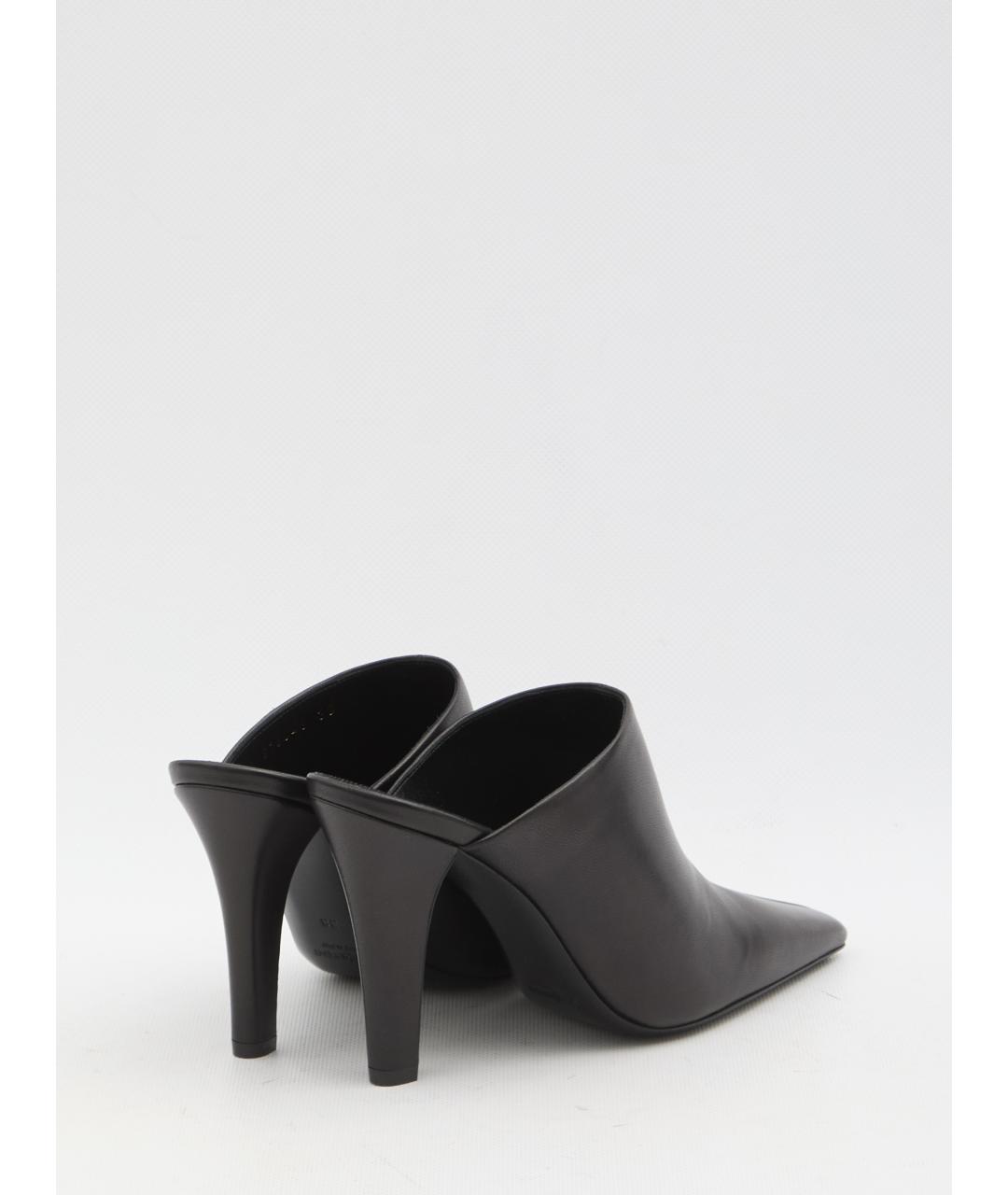 SAINT LAURENT Черные кожаные мюли, фото 3