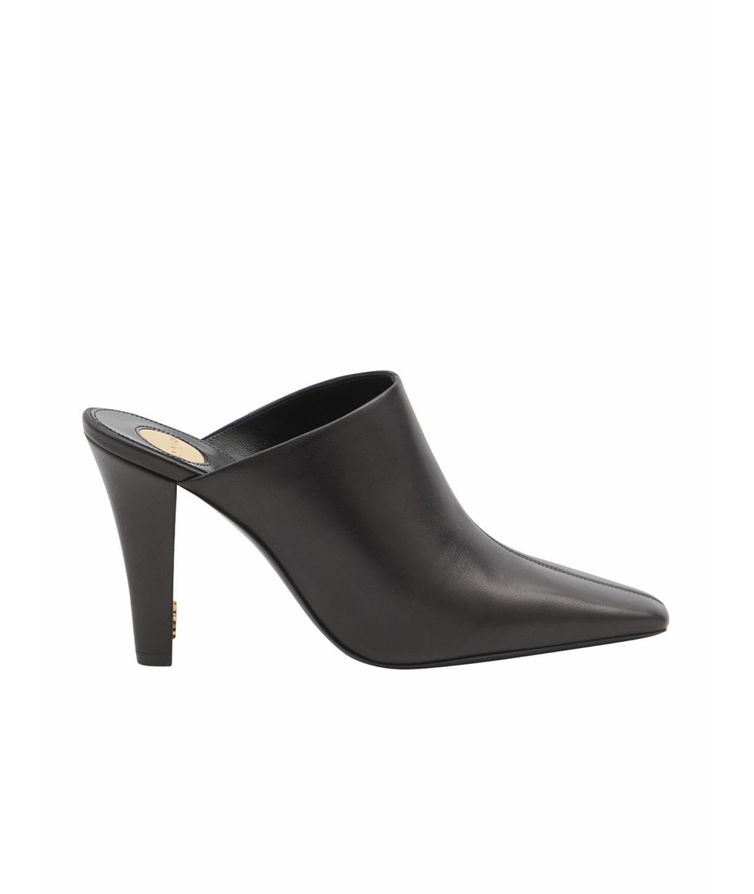 SAINT LAURENT Черные кожаные мюли, фото 1