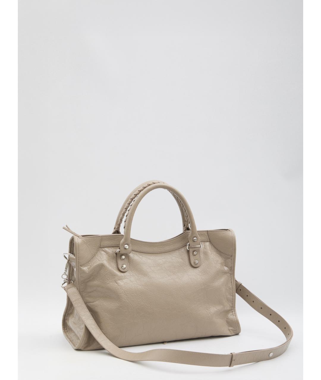 BALENCIAGA Бежевая кожаная сумка тоут, фото 2