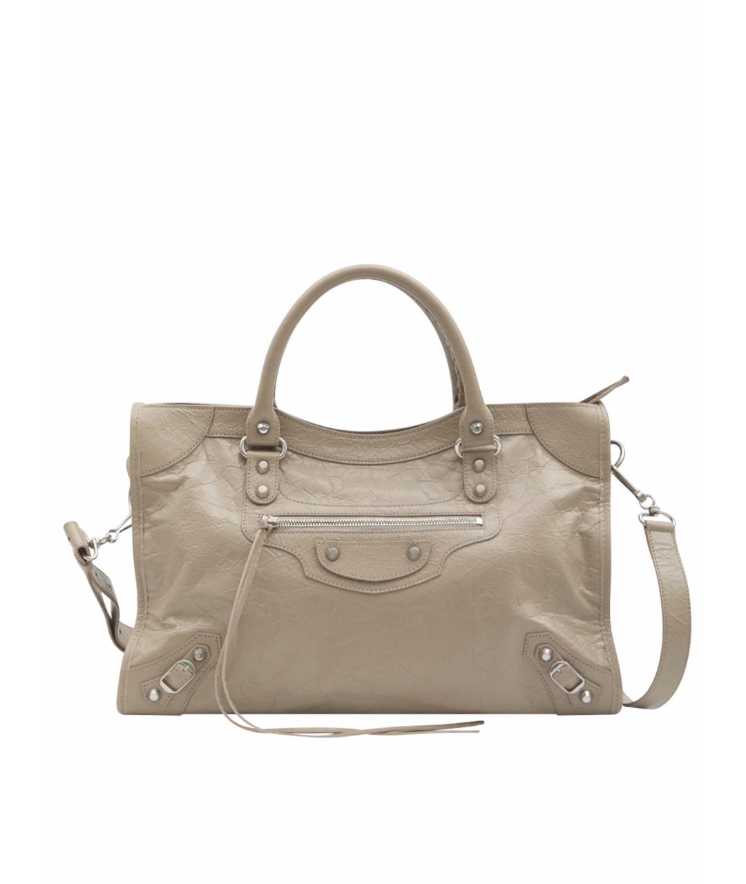 BALENCIAGA Бежевая кожаная сумка тоут, фото 1