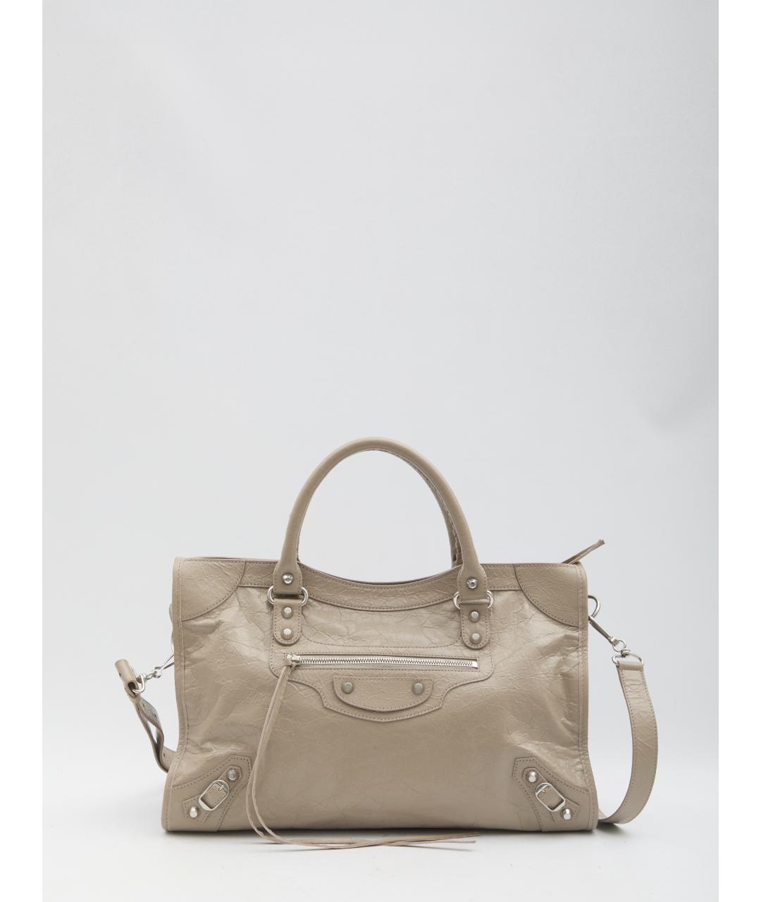 BALENCIAGA Бежевая кожаная сумка тоут, фото 5