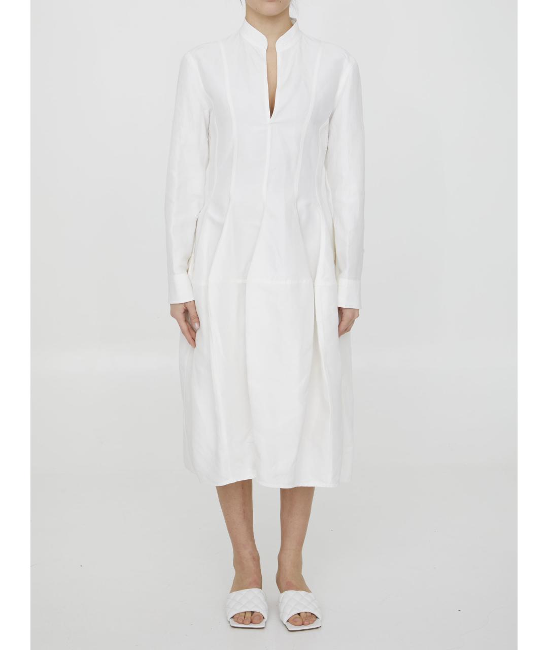 BOTTEGA VENETA Белое вискозное повседневное платье, фото 2