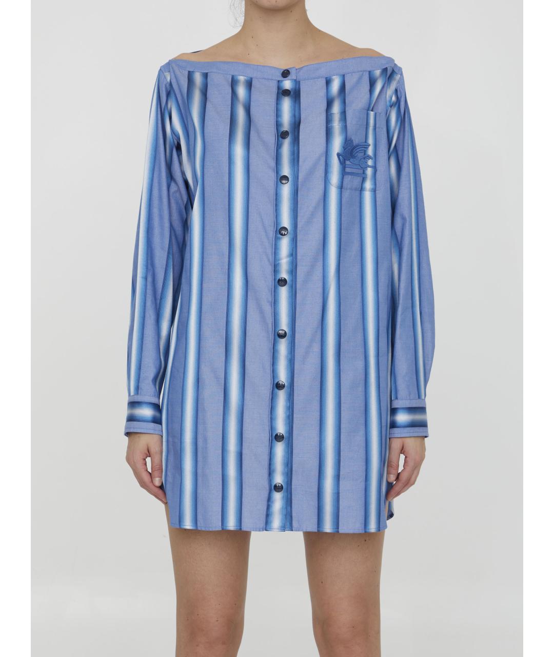 ETRO Голубое хлопковое платье, фото 2