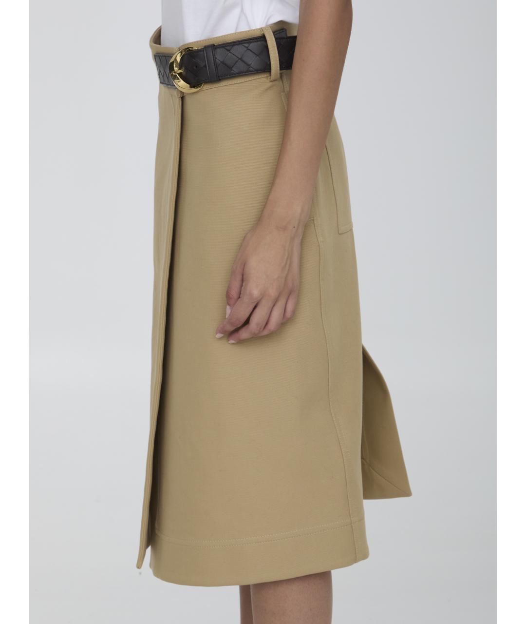 BOTTEGA VENETA Бежевая хлопковая юбка миди, фото 3