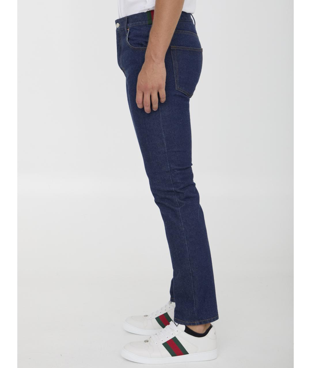 GUCCI Синие хлопковые прямые джинсы, фото 4