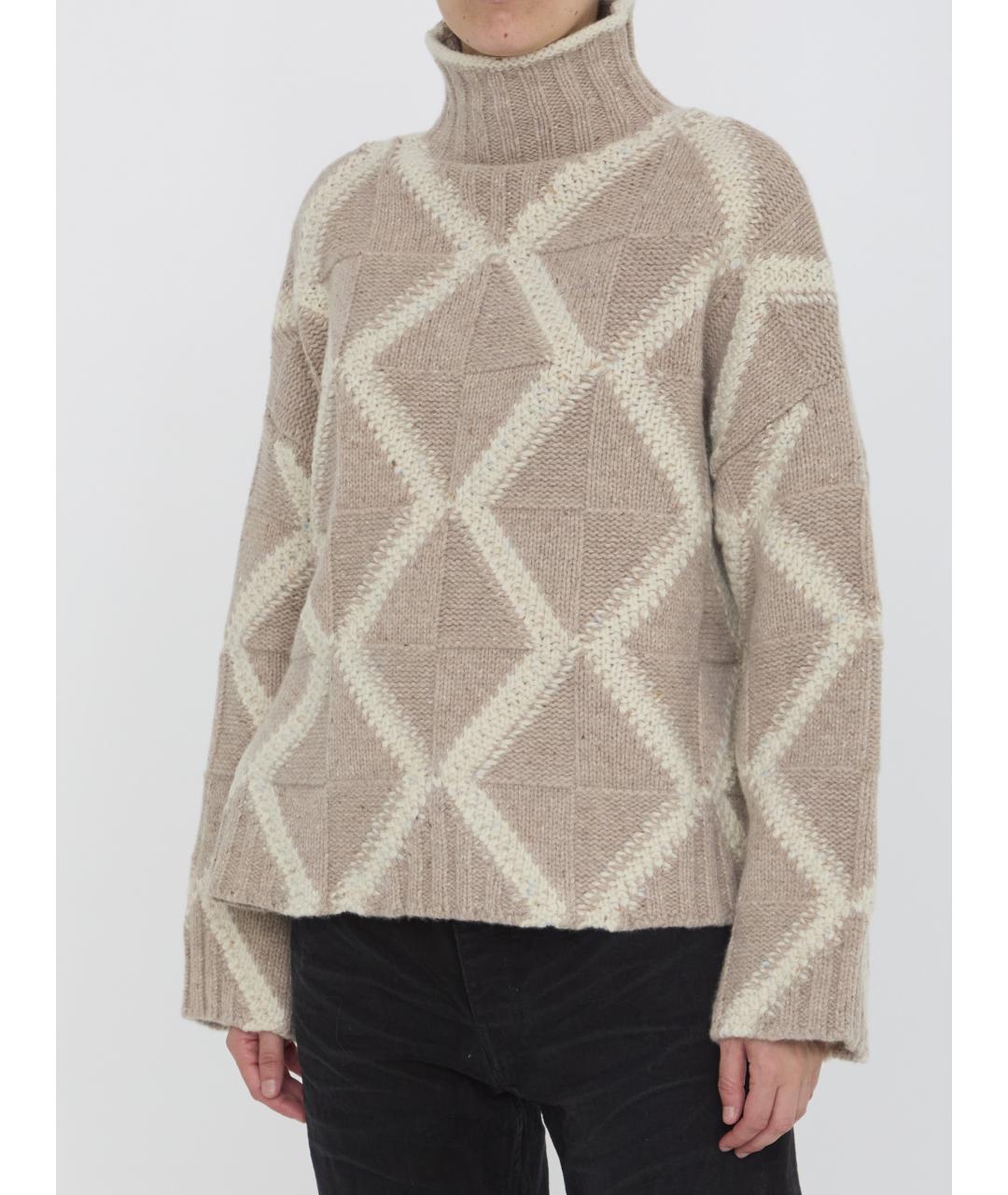 BOTTEGA VENETA Бежевый шерстяной джемпер / свитер, фото 3