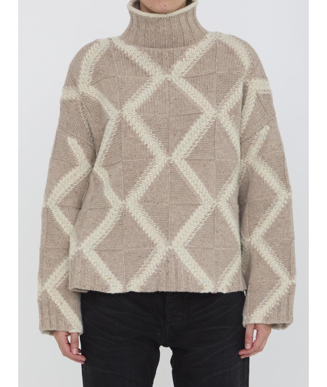 BOTTEGA VENETA Бежевый шерстяной джемпер / свитер, фото 2