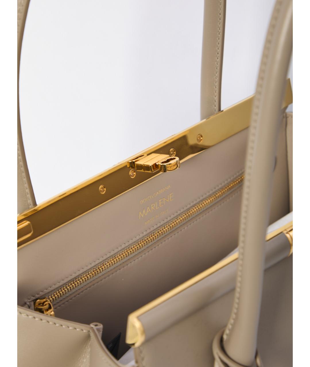 DOLCE&GABBANA Бежевая кожаная сумка через плечо, фото 4