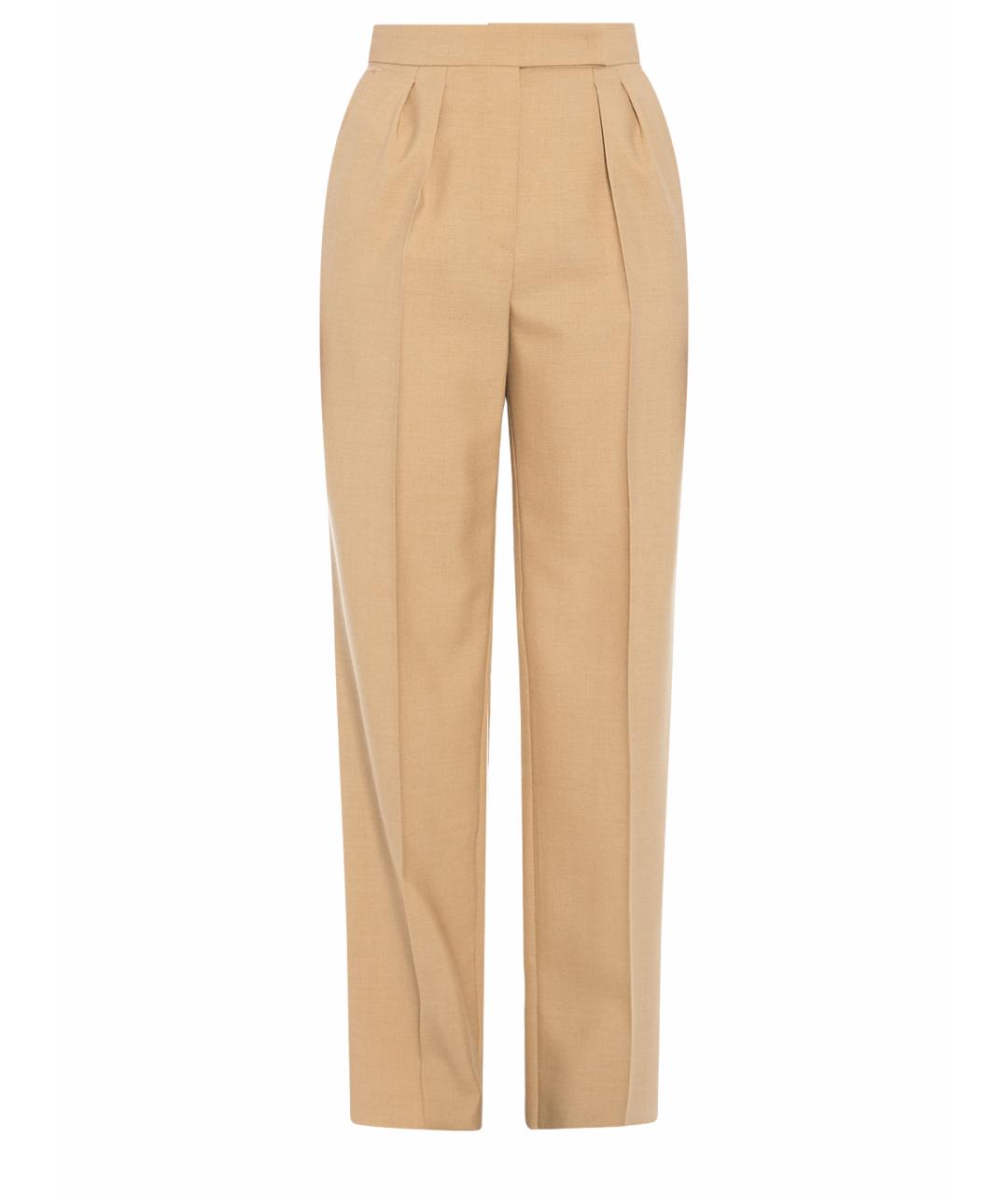 MAX MARA Бежевые шерстяные прямые брюки, фото 1