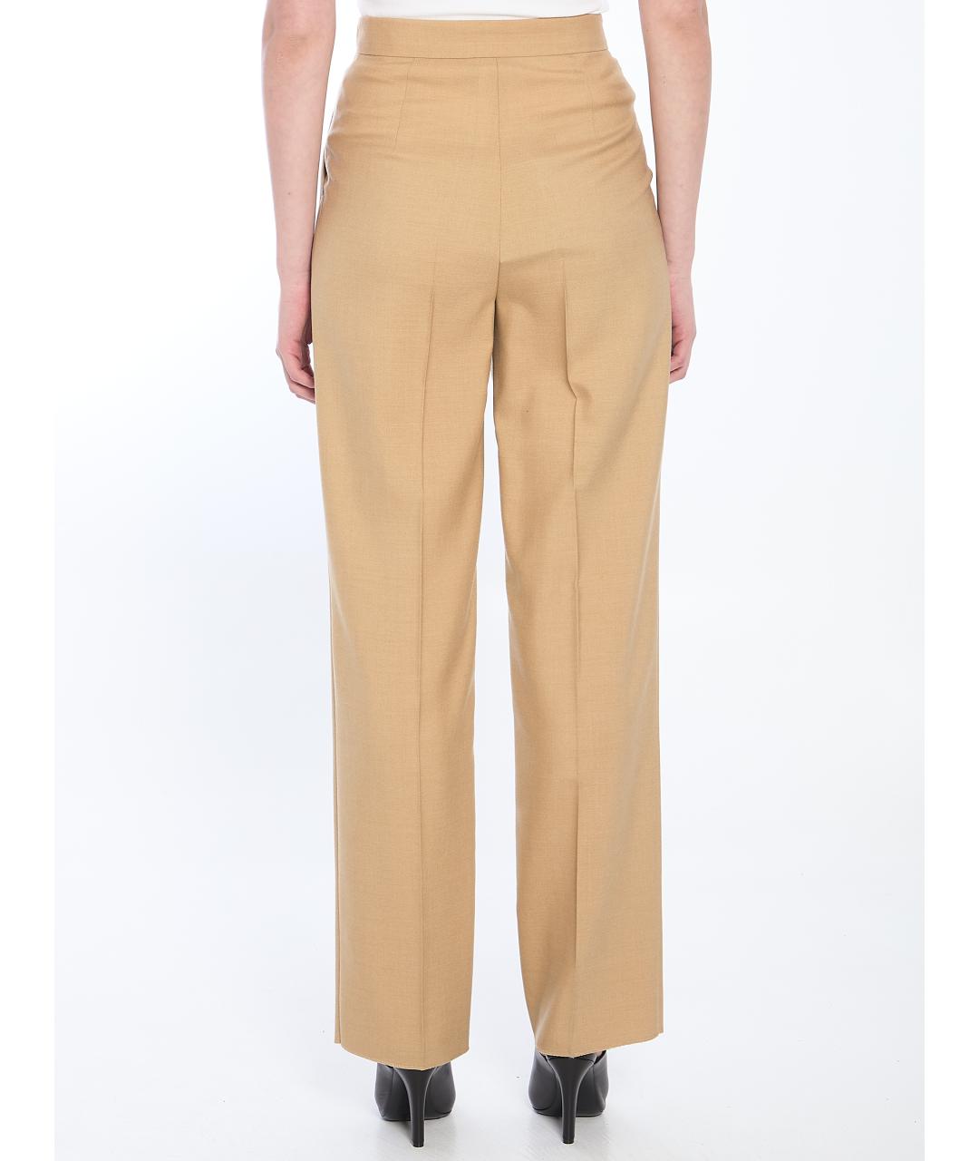 MAX MARA Бежевые шерстяные прямые брюки, фото 4