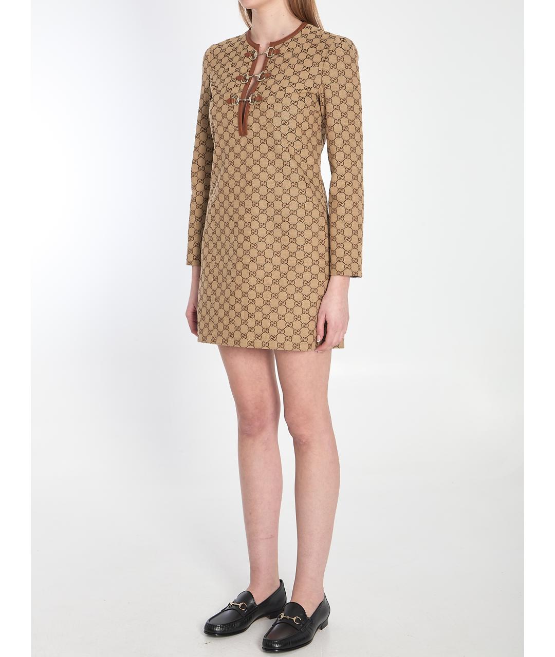 GUCCI Бежевое хлопковое платье, фото 3