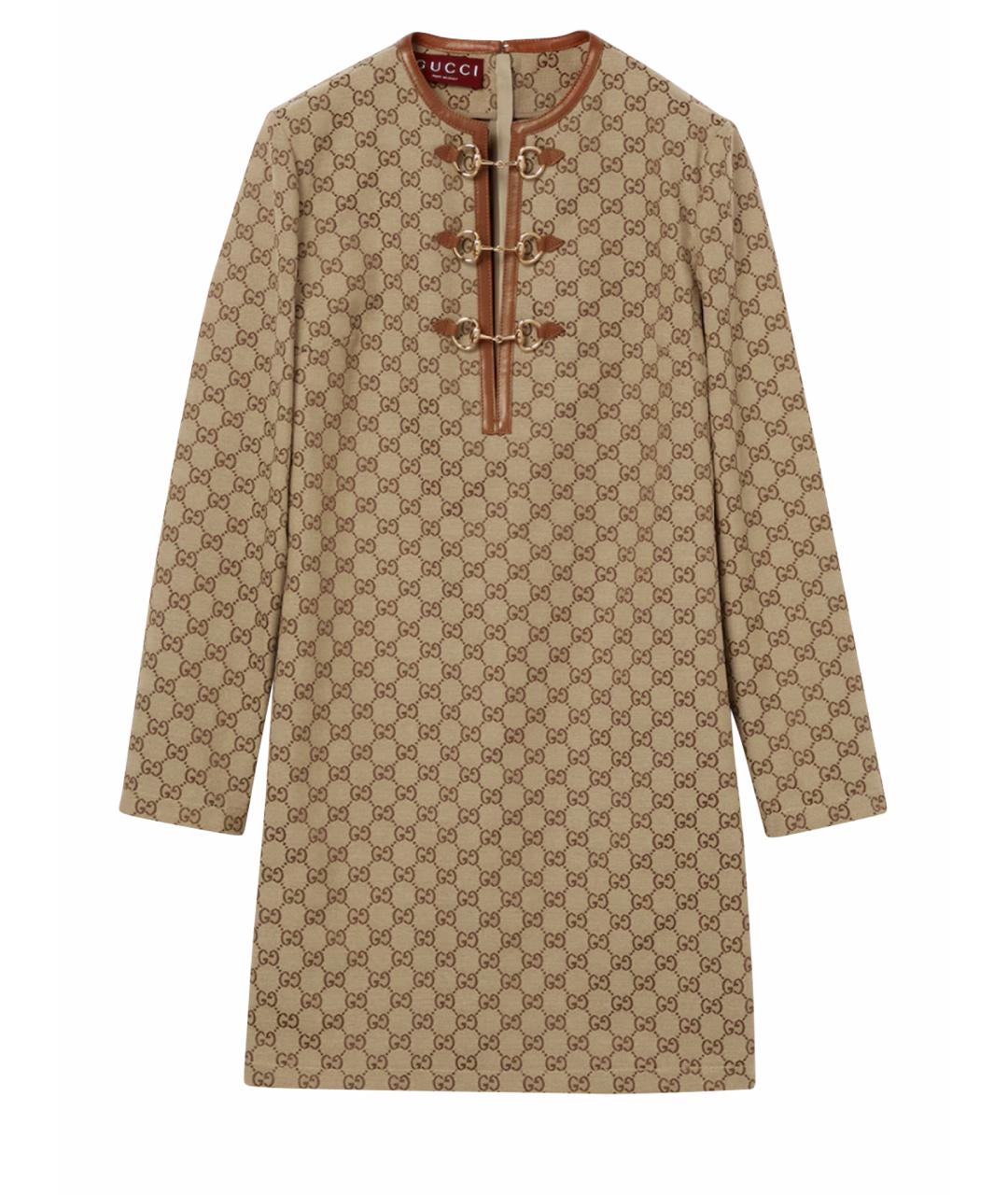 GUCCI Бежевое хлопковое платье, фото 1