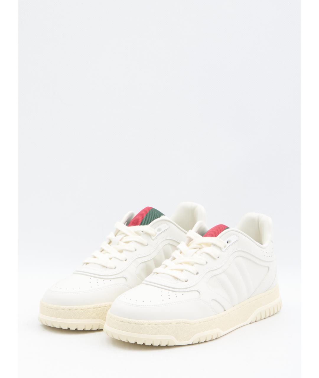 GUCCI Белые кожаные низкие кроссовки / кеды, фото 2