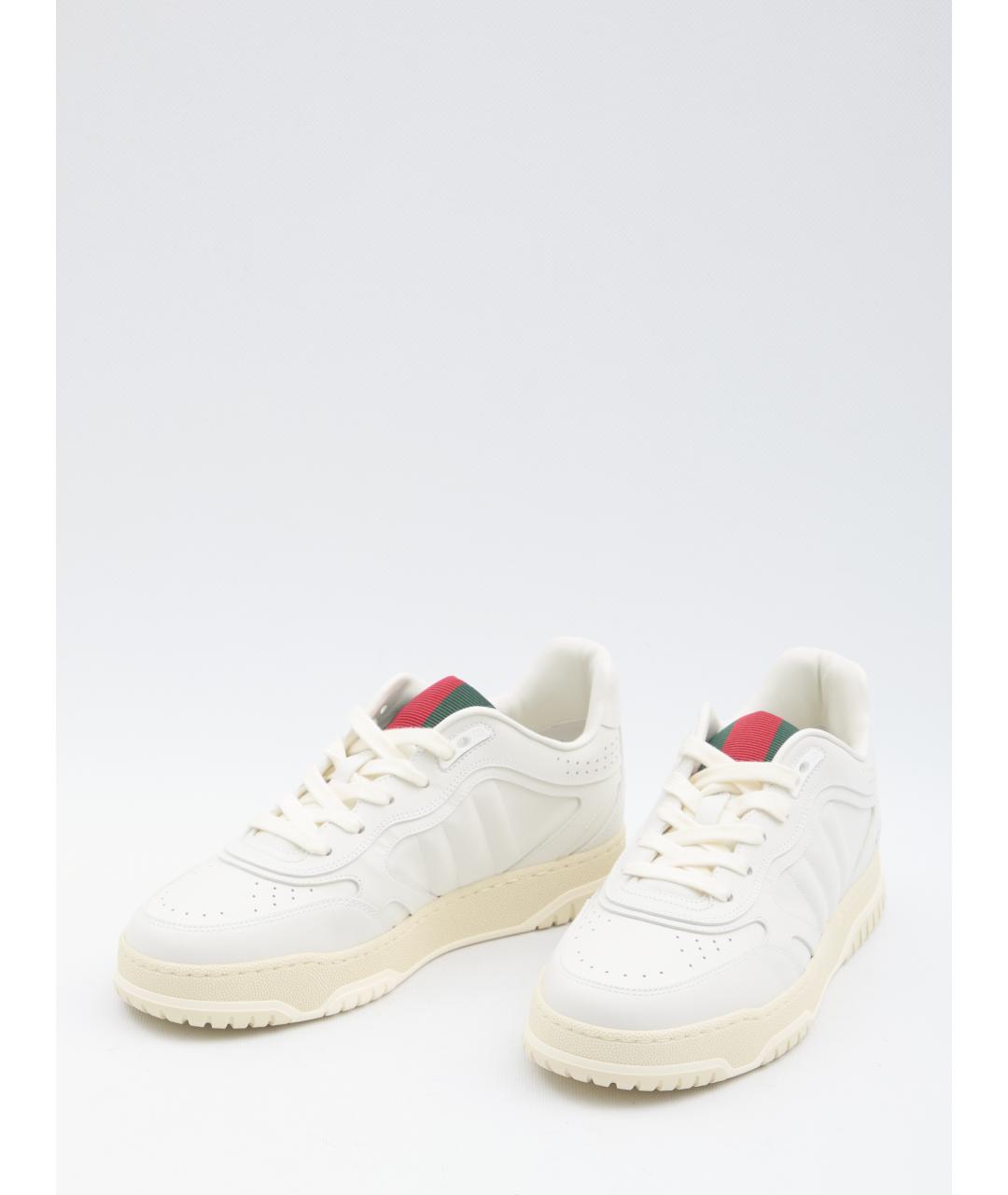 GUCCI Белые кожаные низкие кроссовки / кеды, фото 5