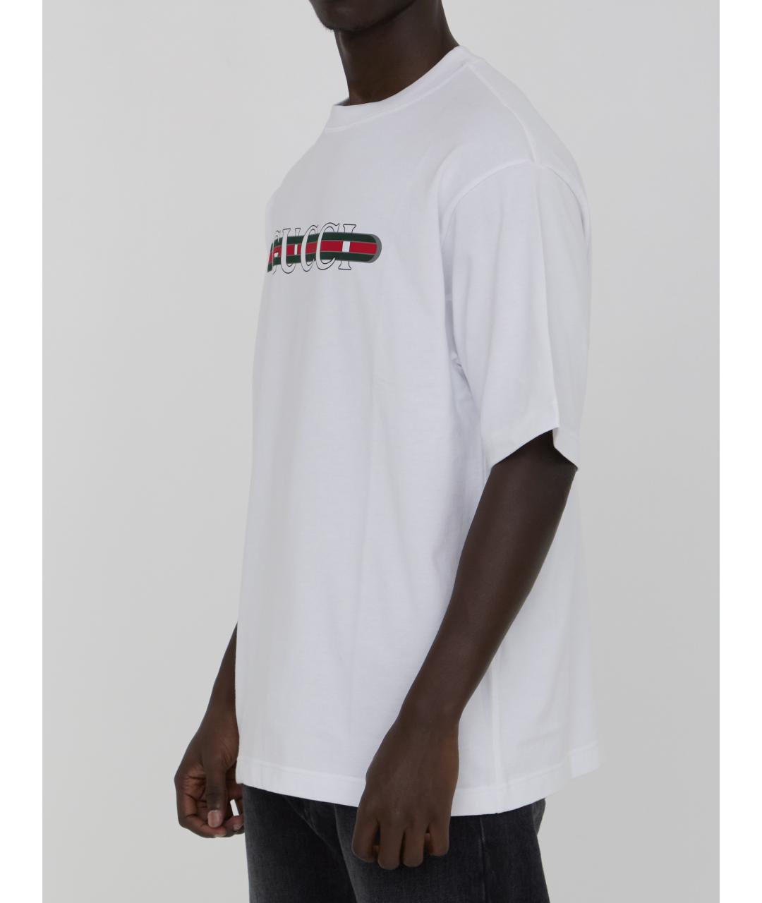 GUCCI Белая хлопковая футболка, фото 3