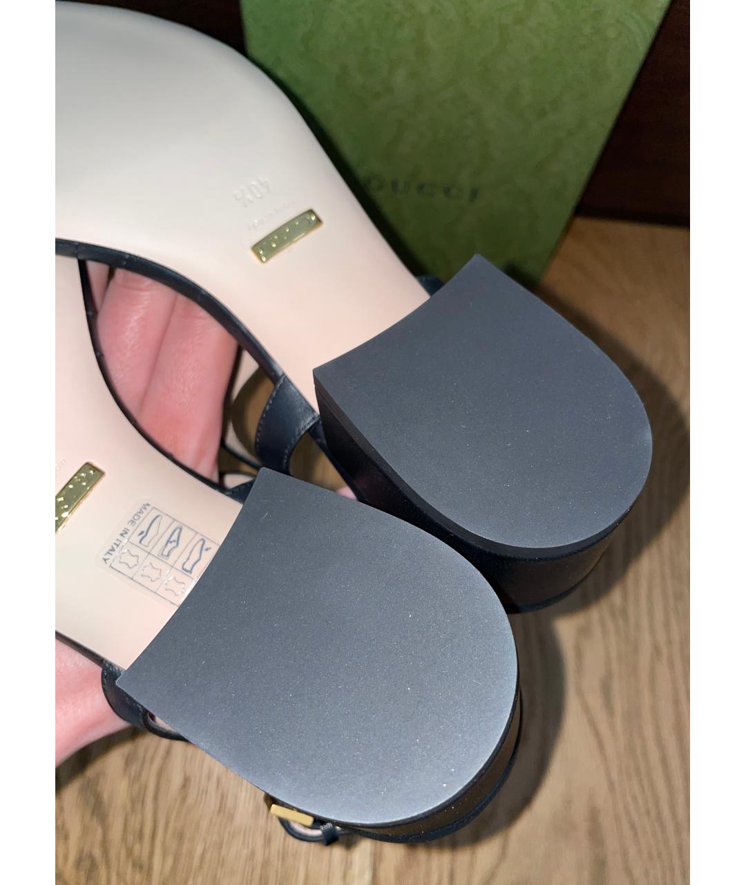 GUCCI Черные кожаные босоножки, фото 8