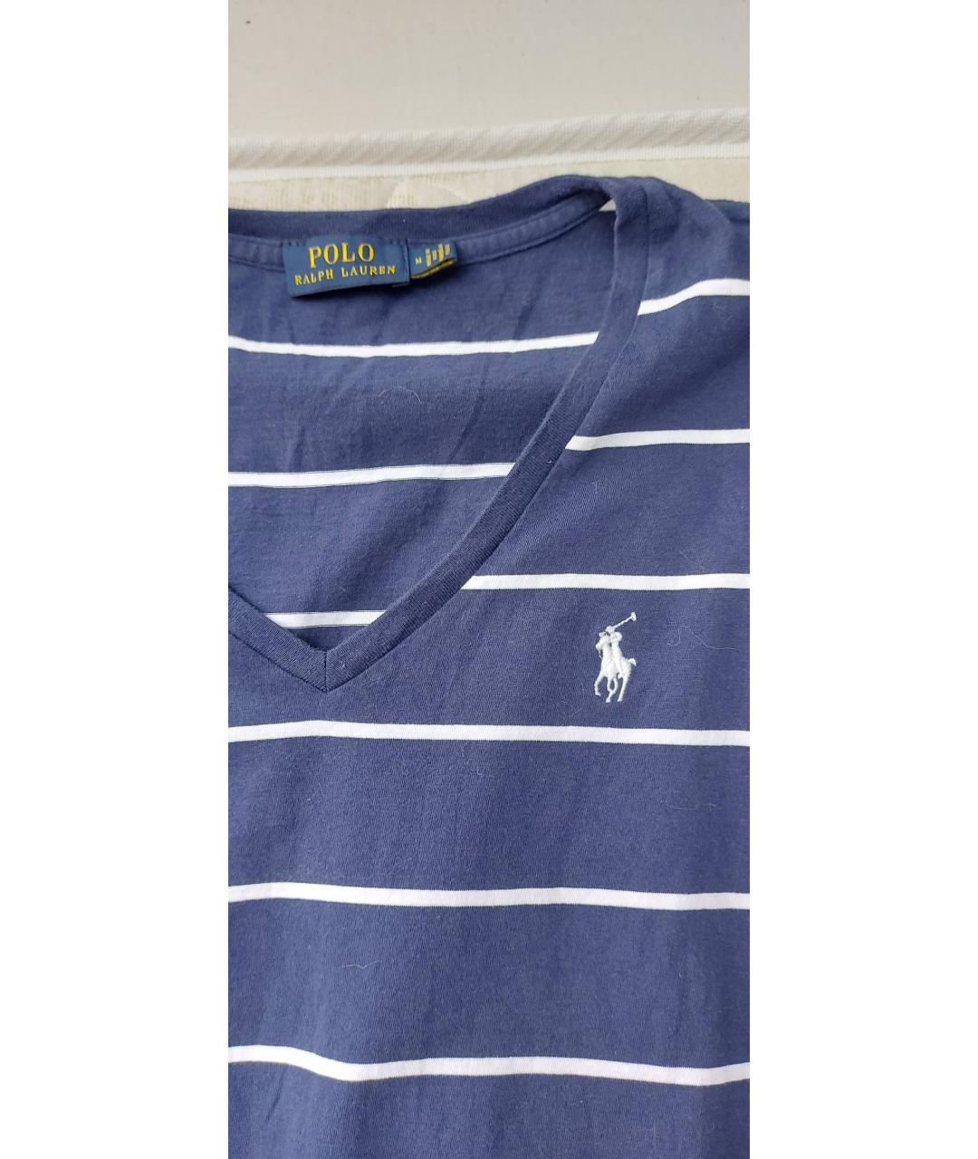 RALPH LAUREN Синяя хлопковая футболка, фото 4