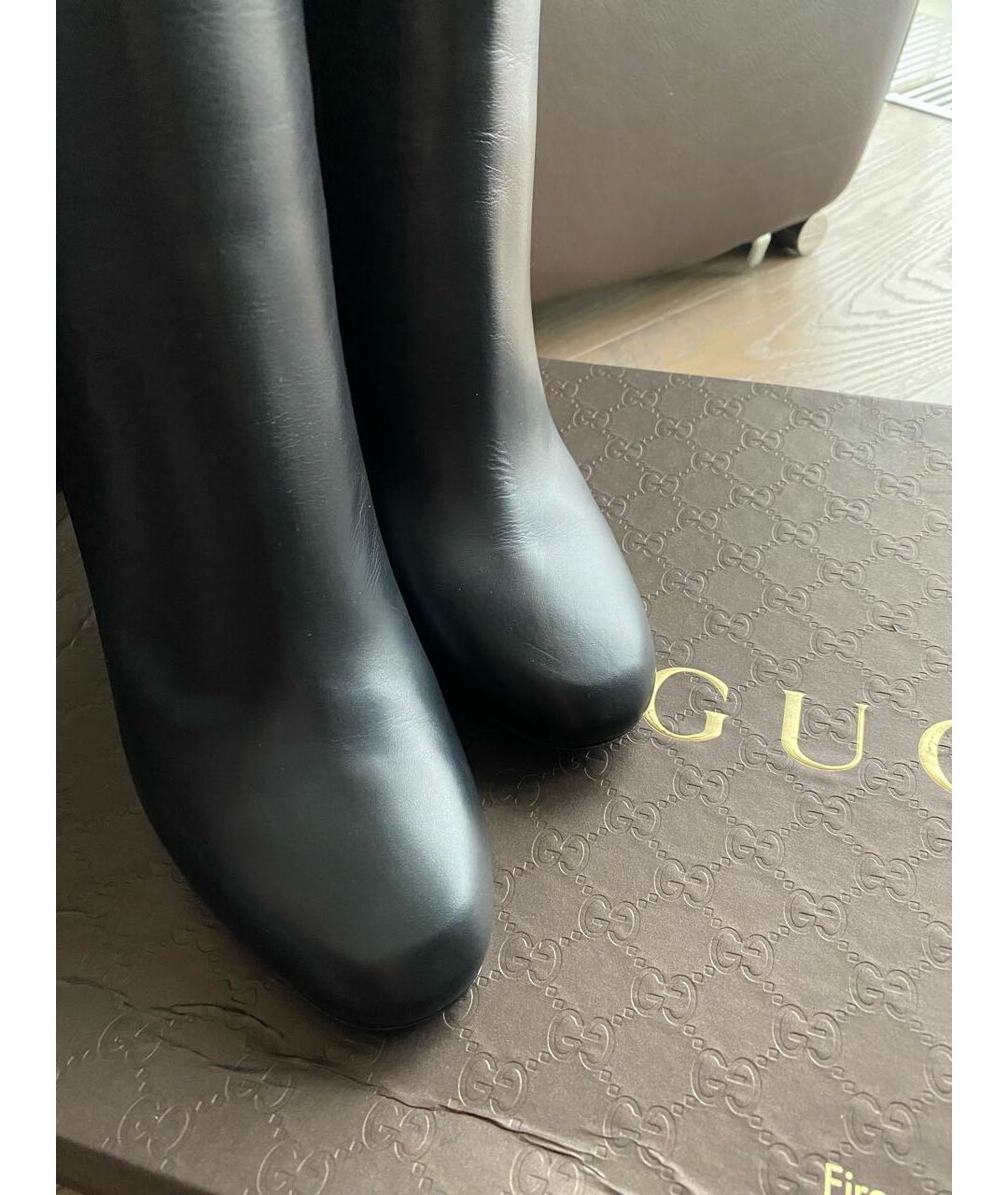 GUCCI Черные кожаные сапоги, фото 3