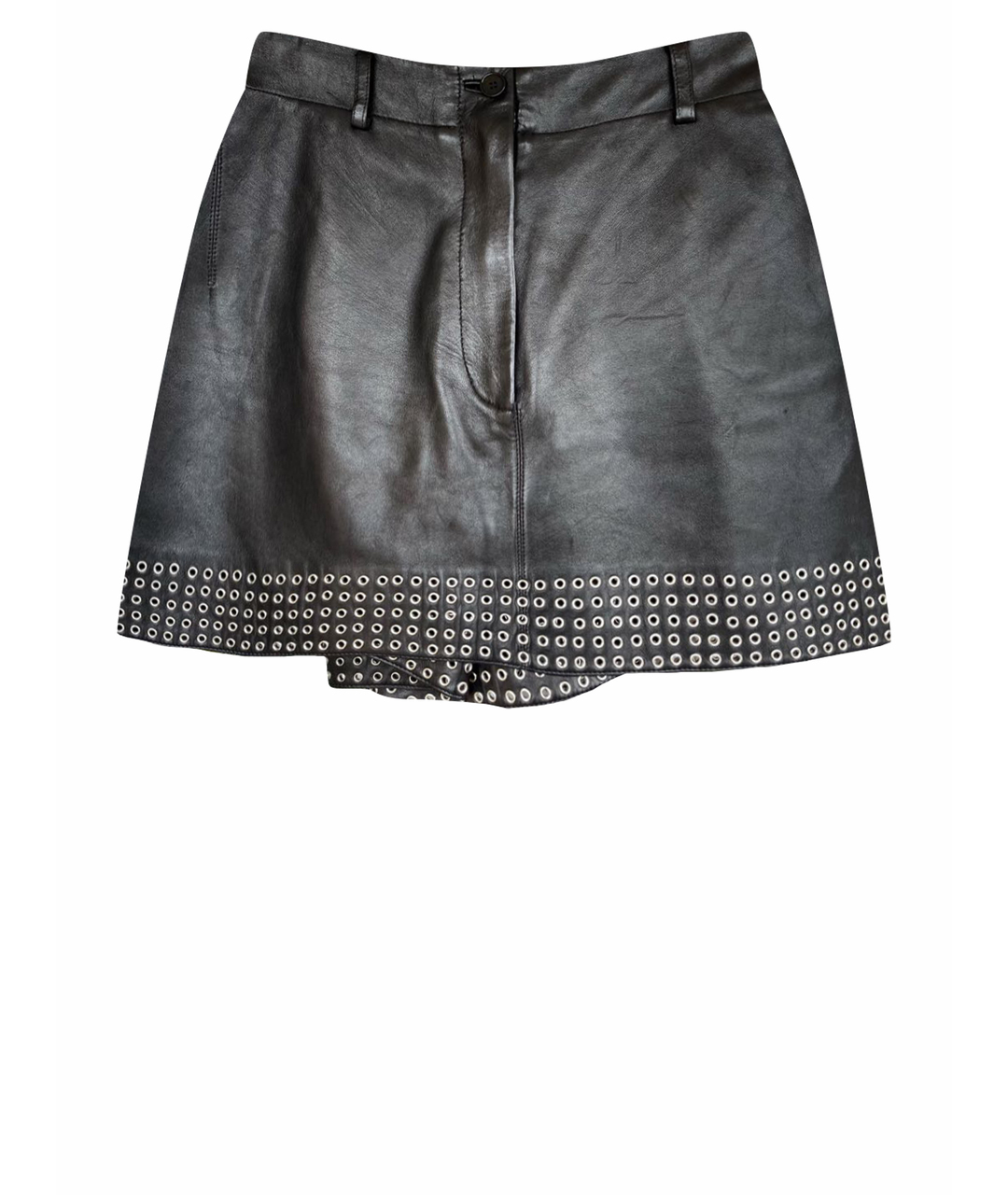 ALAIA Черная кожаная юбка-шорты, фото 1