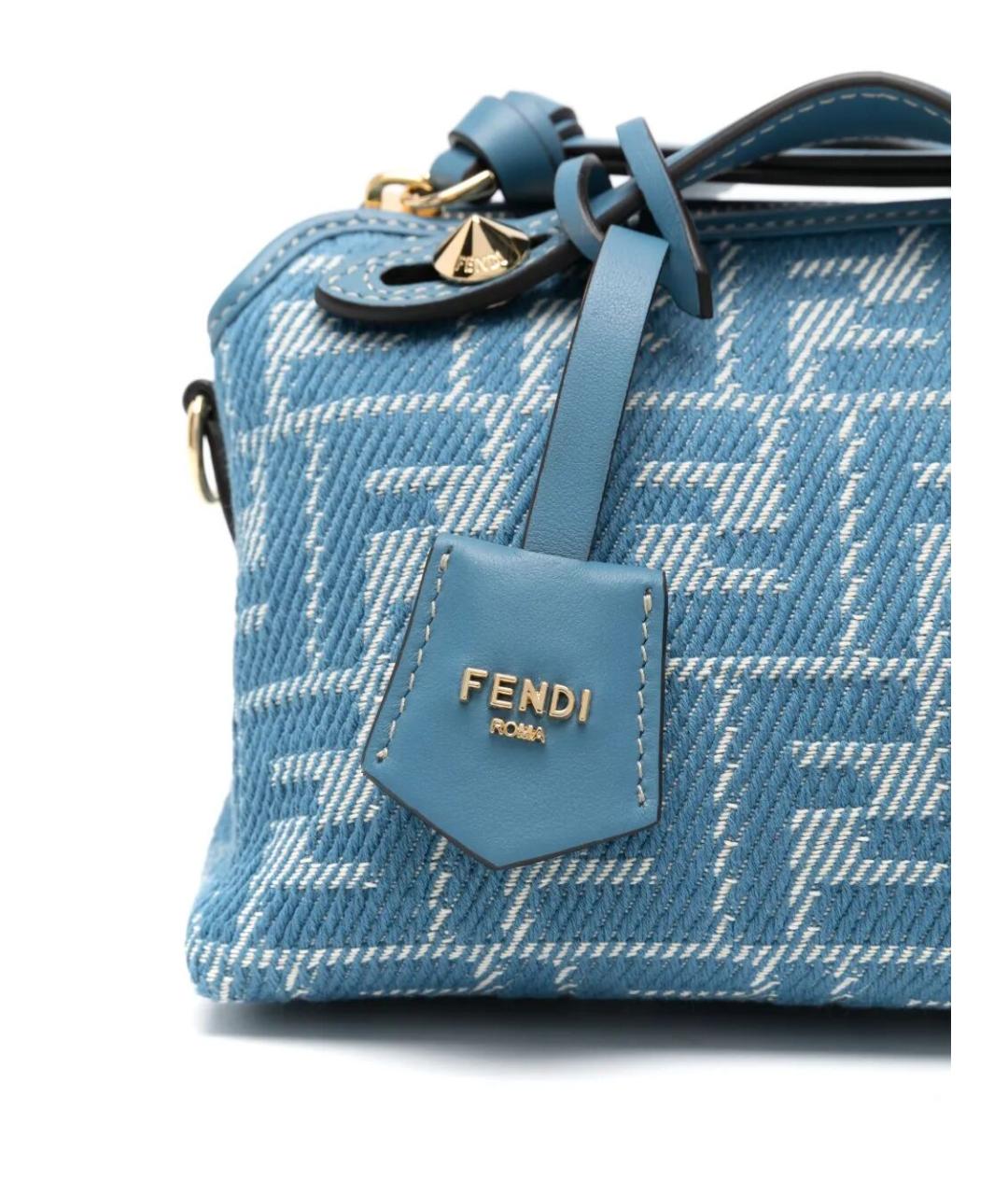 FENDI Голубая тканевая сумка с короткими ручками, фото 3