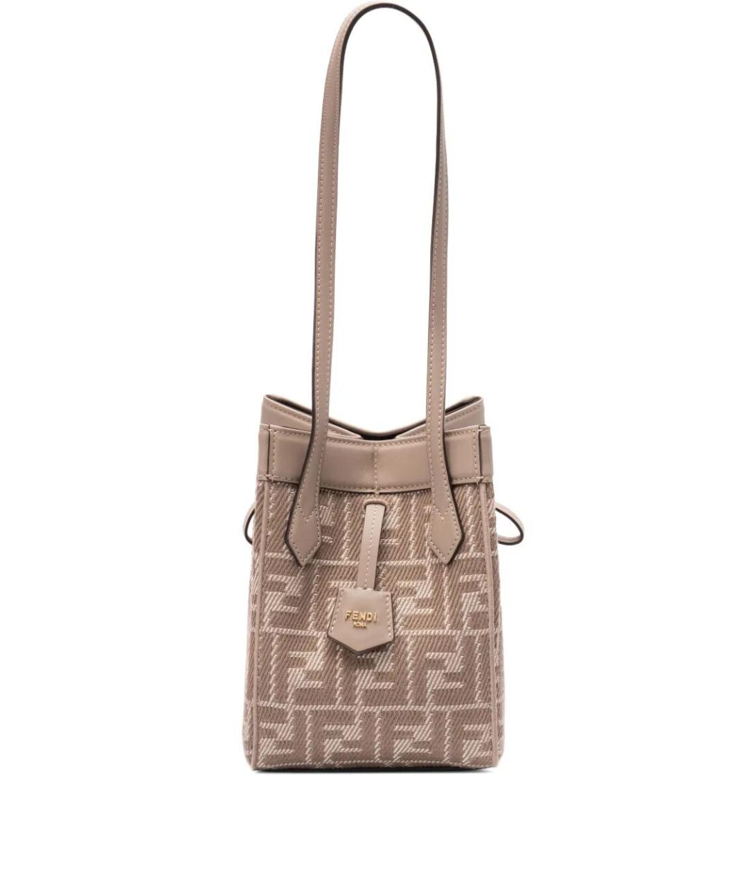 FENDI Бежевая кожаная сумка через плечо, фото 1
