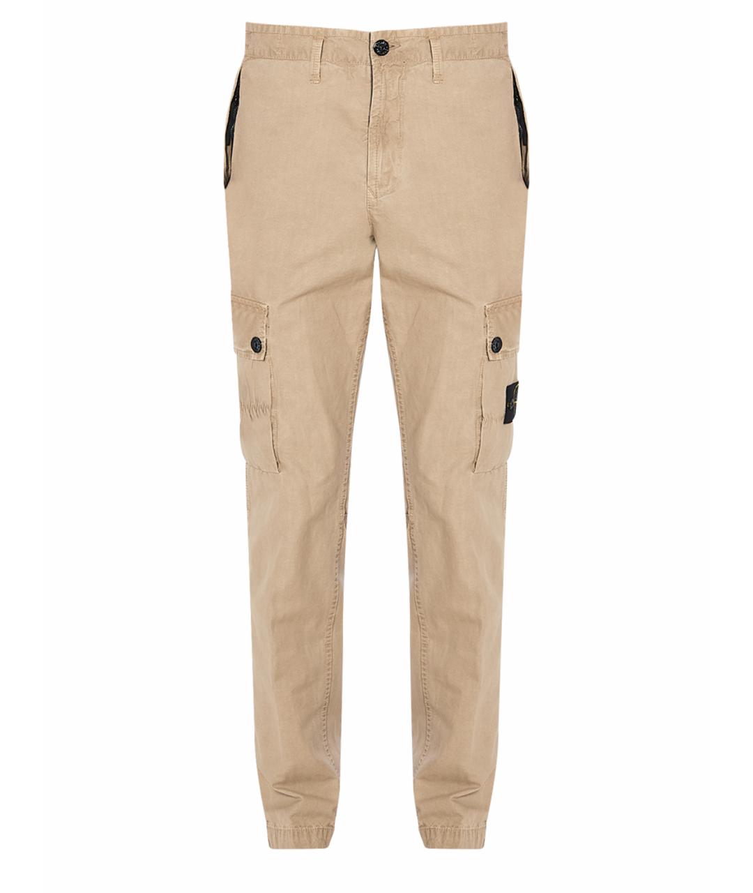 STONE ISLAND Бежевые хлопковые повседневные брюки, фото 1