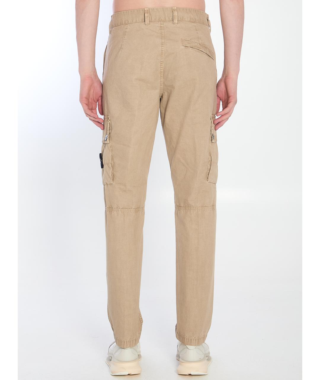 STONE ISLAND Бежевые хлопковые повседневные брюки, фото 4