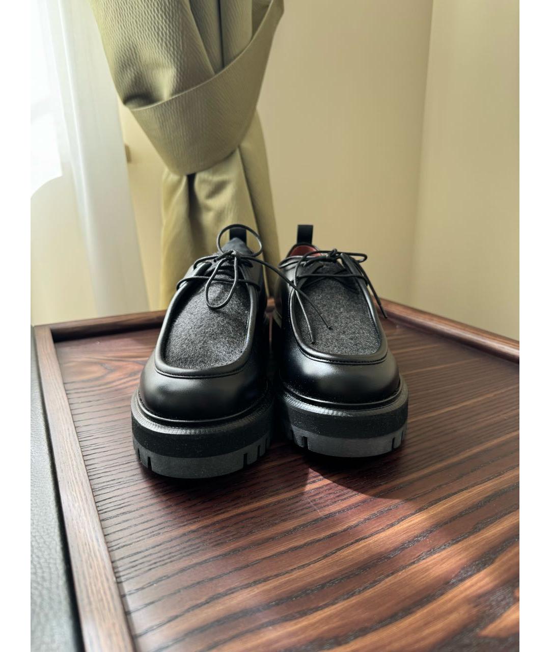 LORO PIANA Черные кожаные брогги и оксфорды, фото 2