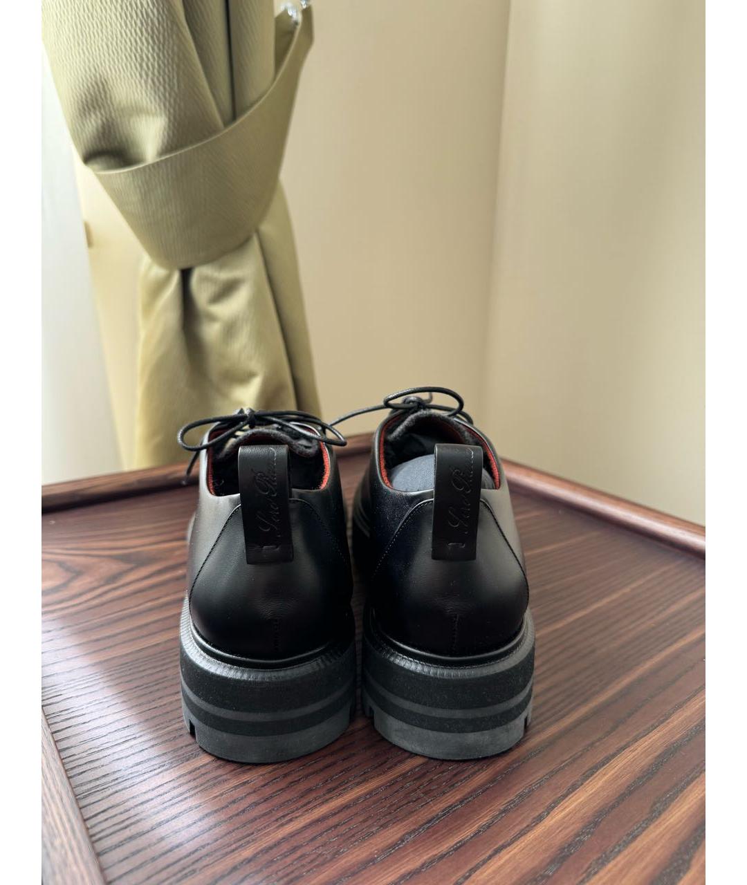 LORO PIANA Черные кожаные брогги и оксфорды, фото 4