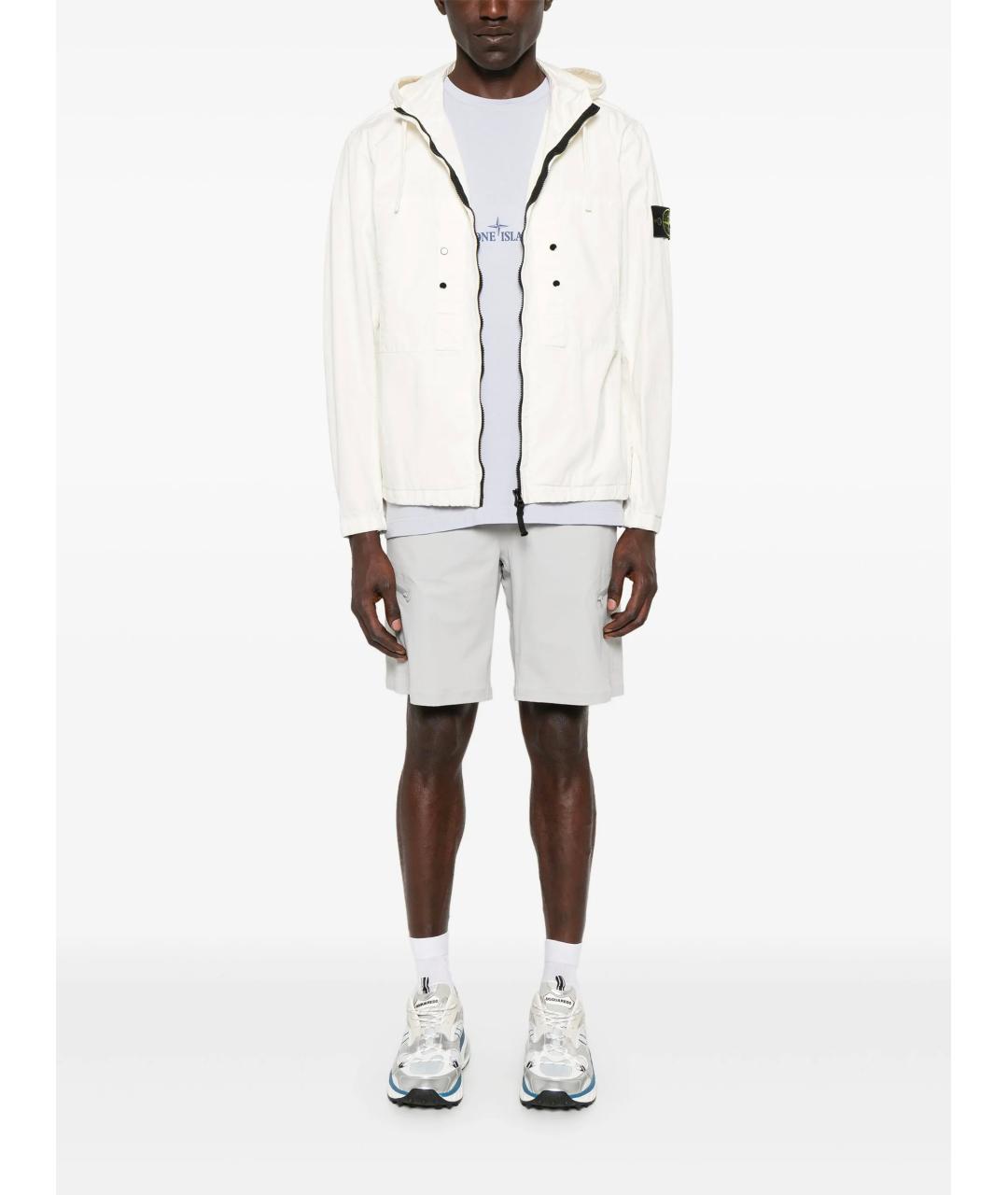 STONE ISLAND Белая хлопковая куртка, фото 2