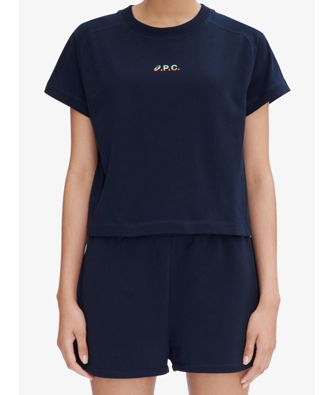 A.P.C. Темно-синяя хлопковая футболка, фото 4