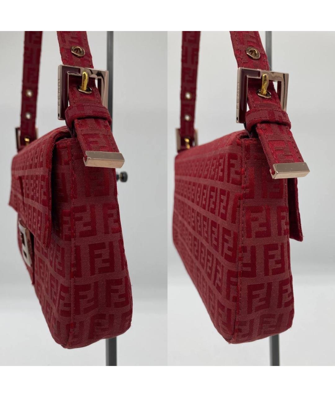 FENDI Красная тканевая сумка с короткими ручками, фото 4