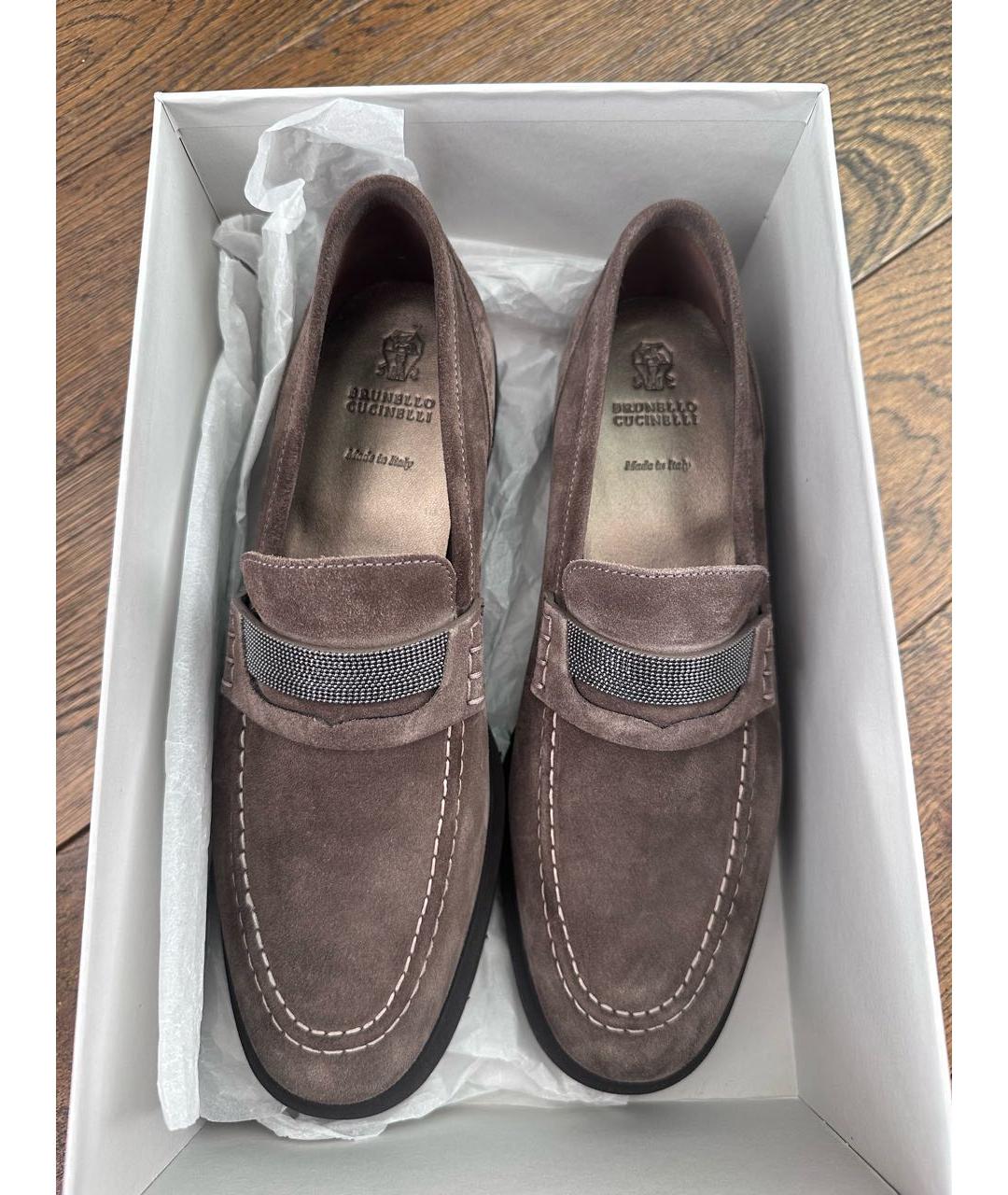 BRUNELLO CUCINELLI Коричневые замшевые лоферы, фото 2