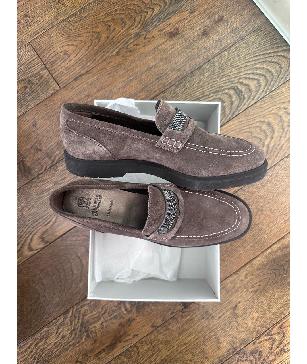 BRUNELLO CUCINELLI Коричневые замшевые лоферы, фото 5