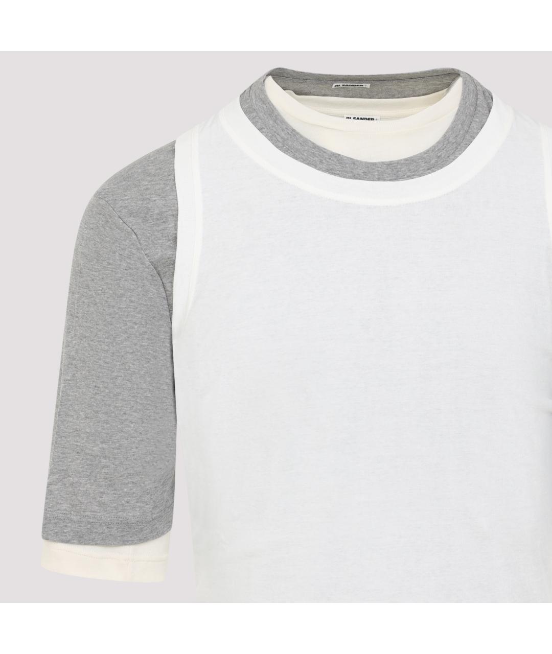 JIL SANDER Серая хлопковая футболка, фото 8