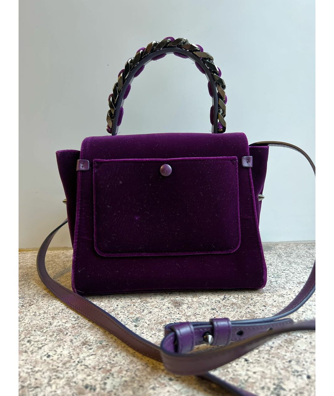 ELENA GHISELLINI Фиолетовая бархатная сумка тоут, фото 3