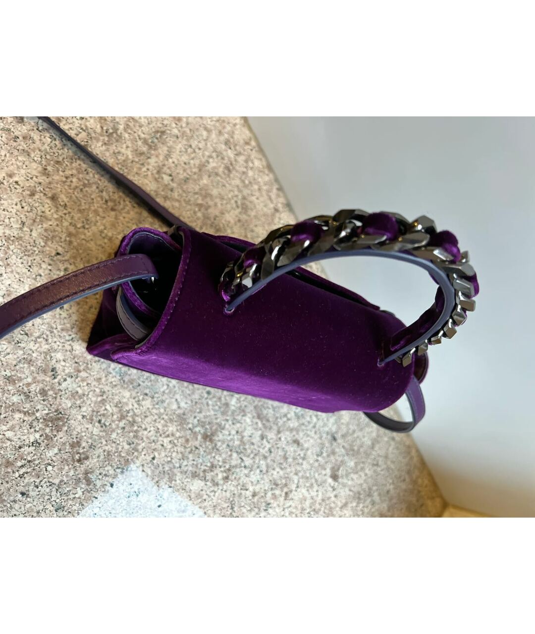 ELENA GHISELLINI Фиолетовая бархатная сумка тоут, фото 4