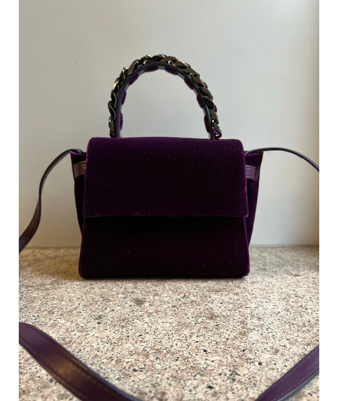 ELENA GHISELLINI Фиолетовая бархатная сумка тоут, фото 8