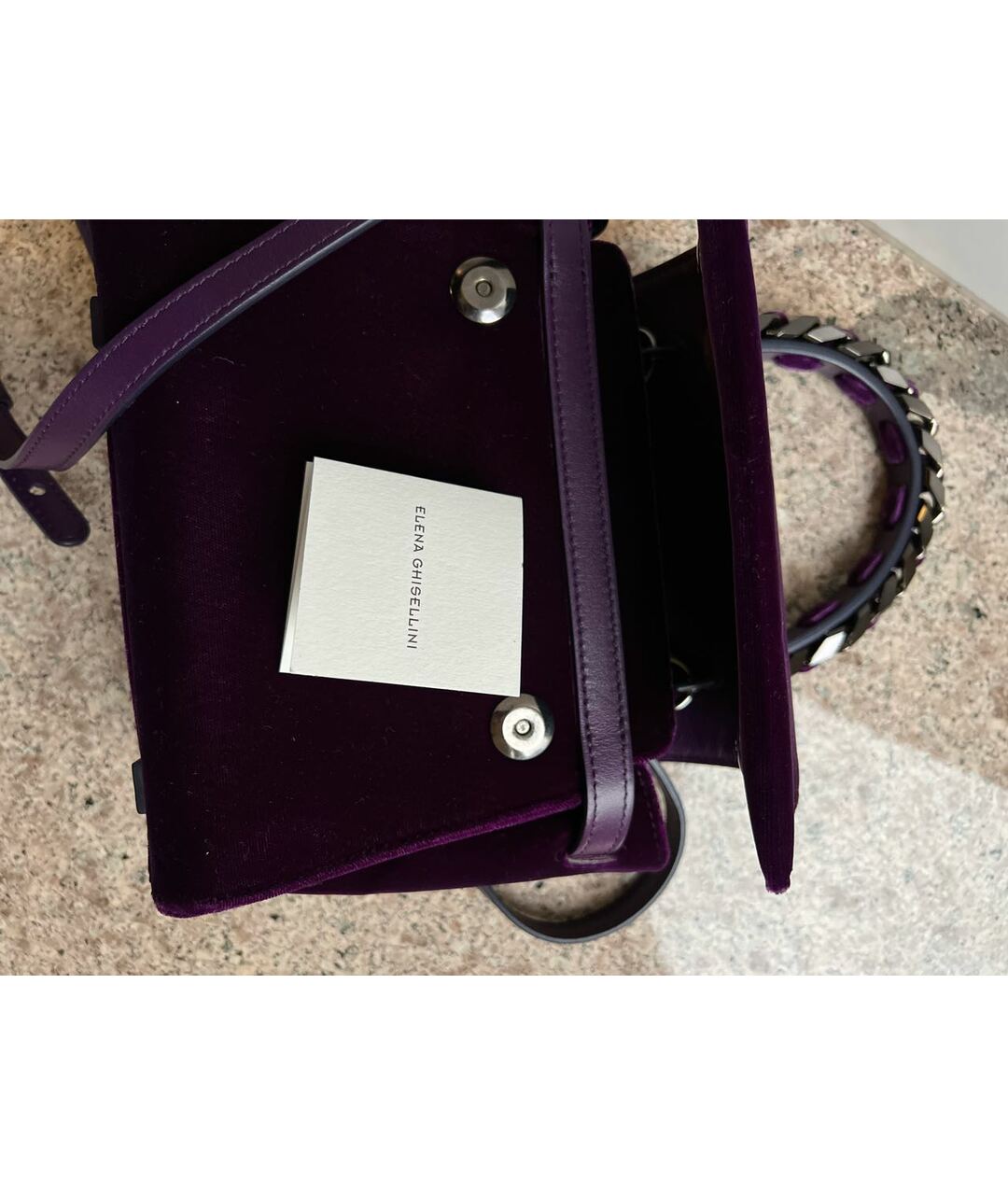 ELENA GHISELLINI Фиолетовая бархатная сумка тоут, фото 7